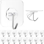 Transparent Adhesive Wall Hooks – 10 Pc Set
