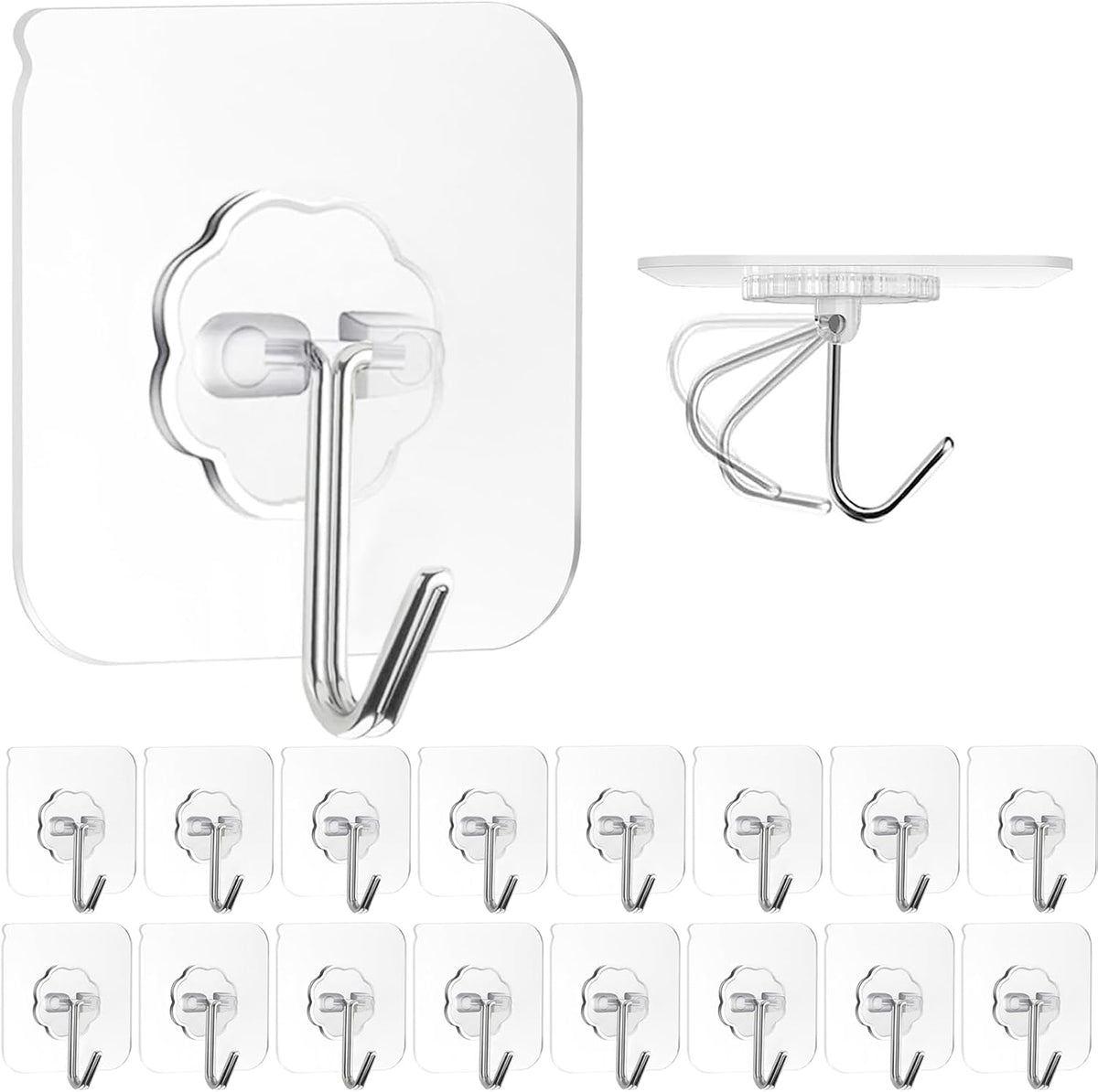 Transparent Adhesive Wall Hooks – 10 Pc Set