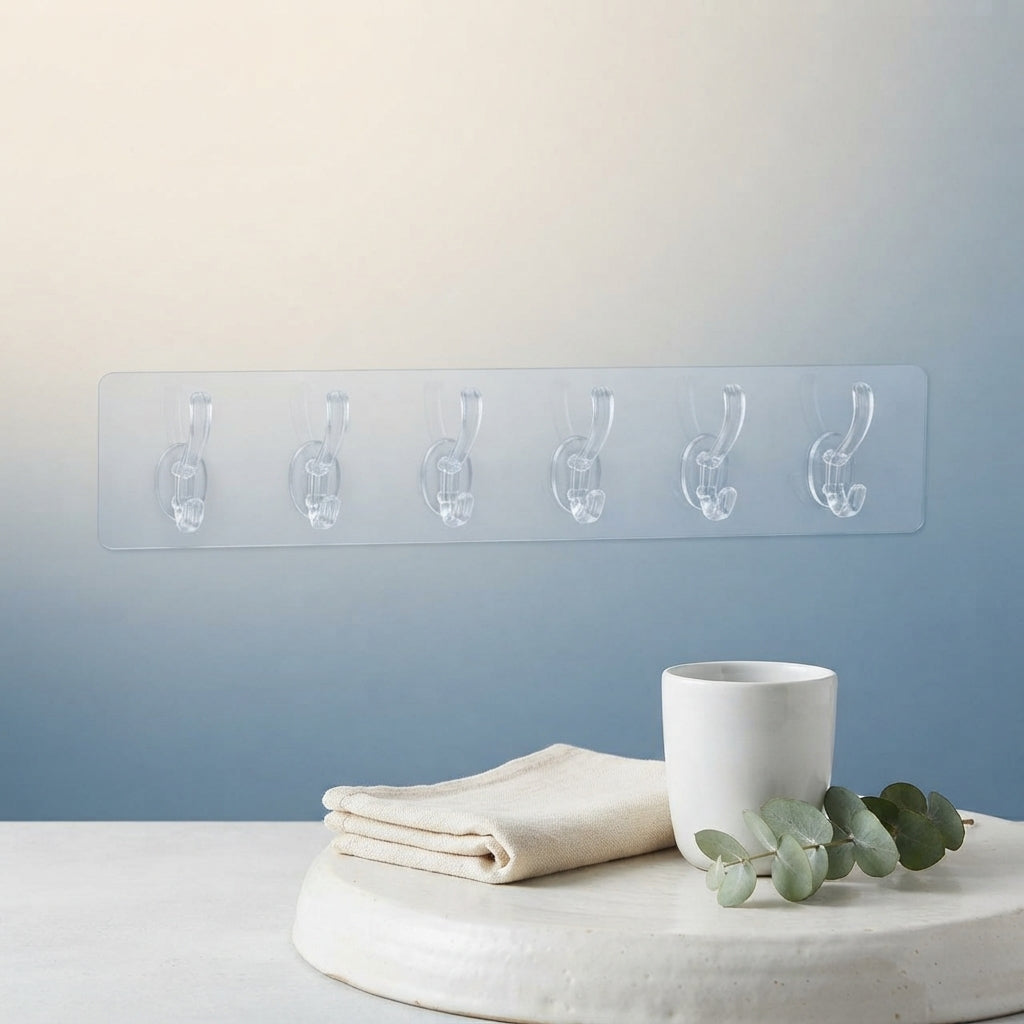 Adhesive Wall Hook Rail - Damage-Free Wall Organization